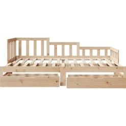 vidaXL Sofá cama nido con cajones sin colchón 90x200 cm Natural Clearance