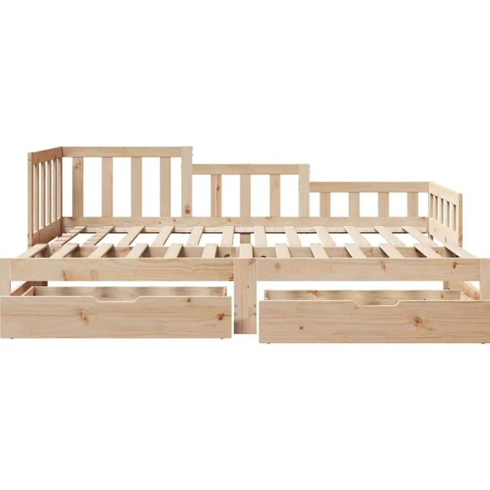 vidaXL Sofá cama nido con cajones sin colchón 90x200 cm Natural Clearance