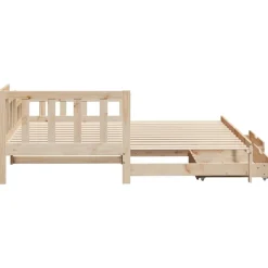 vidaXL Sofá cama nido con cajones sin colchón 90x200 cm Natural Clearance