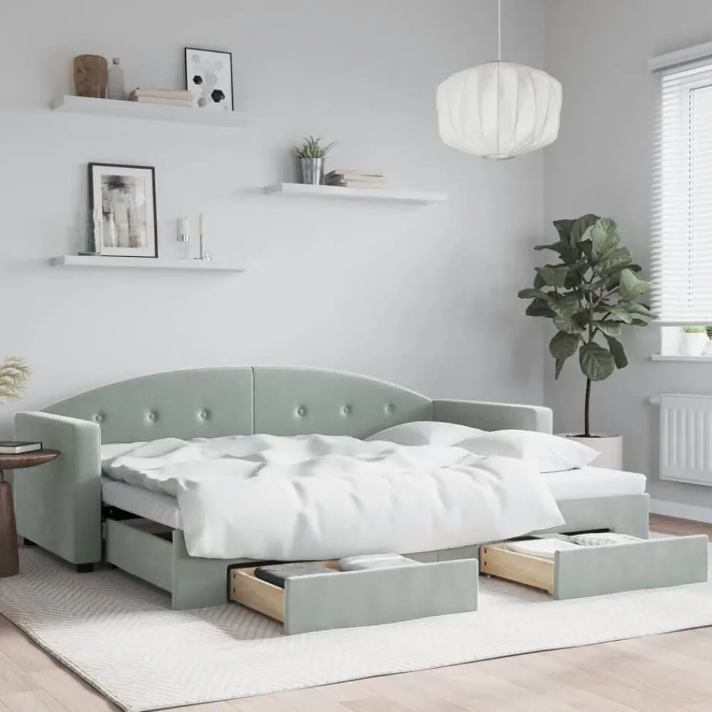 vidaXL Camas Y Accesorios-Sofá cama nido con cajones terciopelo 80x200 cm