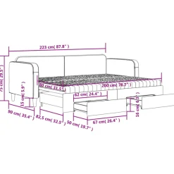 vidaXL Camas Y Accesorios-Sofá cama nido con cajones tela 80x200 cm
