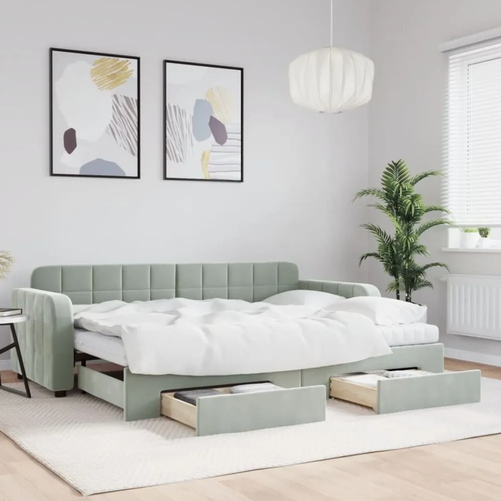 vidaXL Camas Y Accesorios-Sofá cama nido con cajones terciopelo 80x200 cm