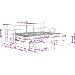vidaXL Camas Y Accesorios-Sofá cama nido con cajones terciopelo 80x200 cm