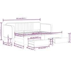 vidaXL Camas Y Accesorios-Sofá cama nido con cajones terciopelo 80x200 cm