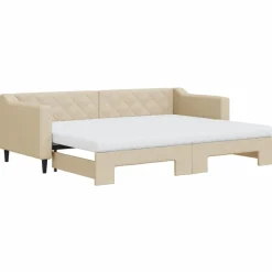 vidaXL Sofá cama nido con colchón tela 80x200 cm Crema