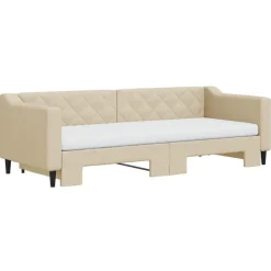 vidaXL Sofá cama nido con colchón tela 80x200 cm Crema