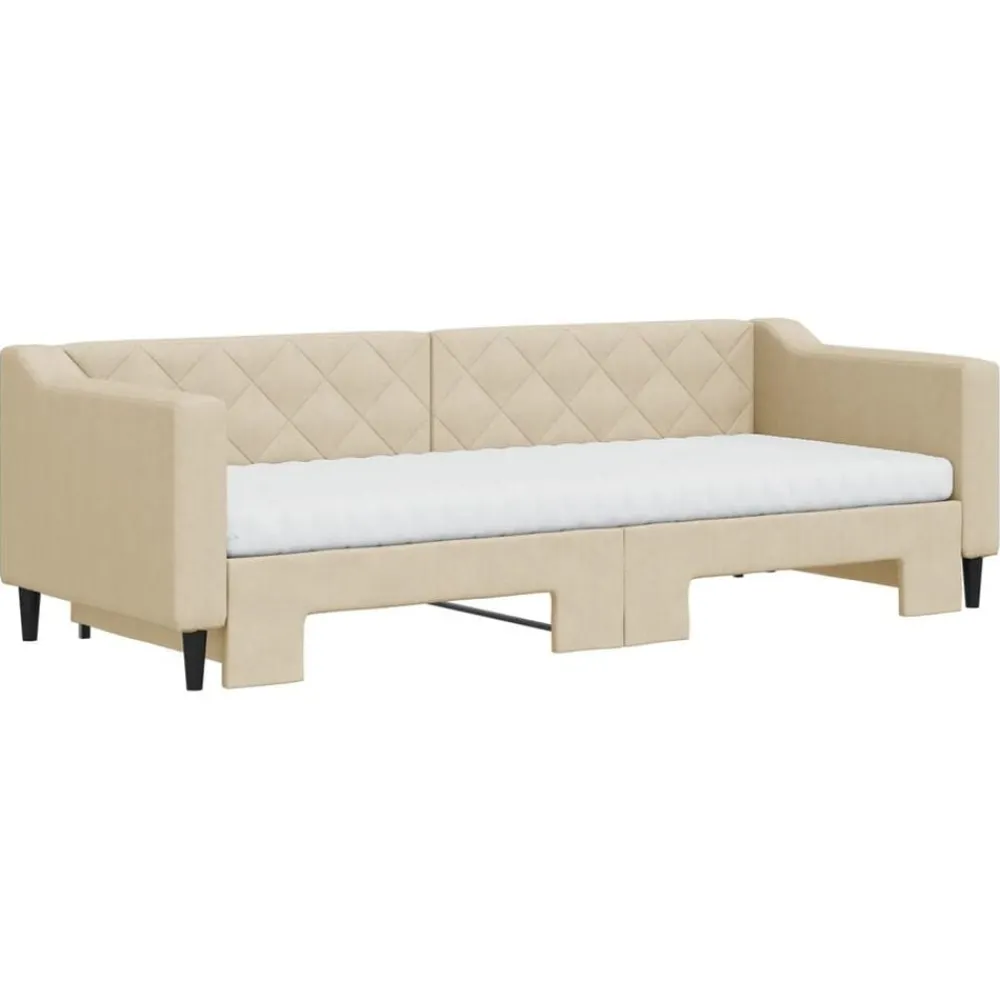 vidaXL Sofá cama nido con colchón tela 80x200 cm Crema