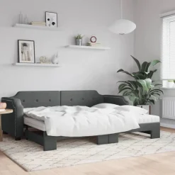 vidaXL Sofá cama nido con colchón tela 80x200 cm Gris oscuro Hot