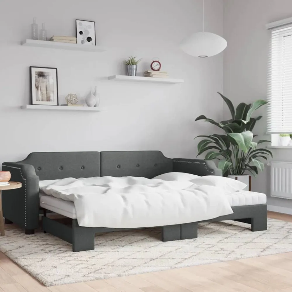 vidaXL Sofá cama nido con colchón tela 80x200 cm Gris oscuro Hot