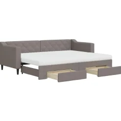 vidaXL Camas Y Accesorios-Sofá cama nido con cajones tela gris taupe 80x200 cm