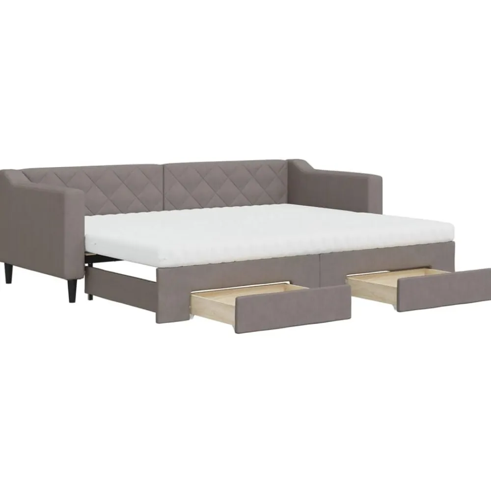 vidaXL Camas Y Accesorios-Sofá cama nido con cajones tela gris taupe 80x200 cm