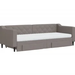 vidaXL Camas Y Accesorios-Sofá cama nido con cajones tela gris taupe 80x200 cm