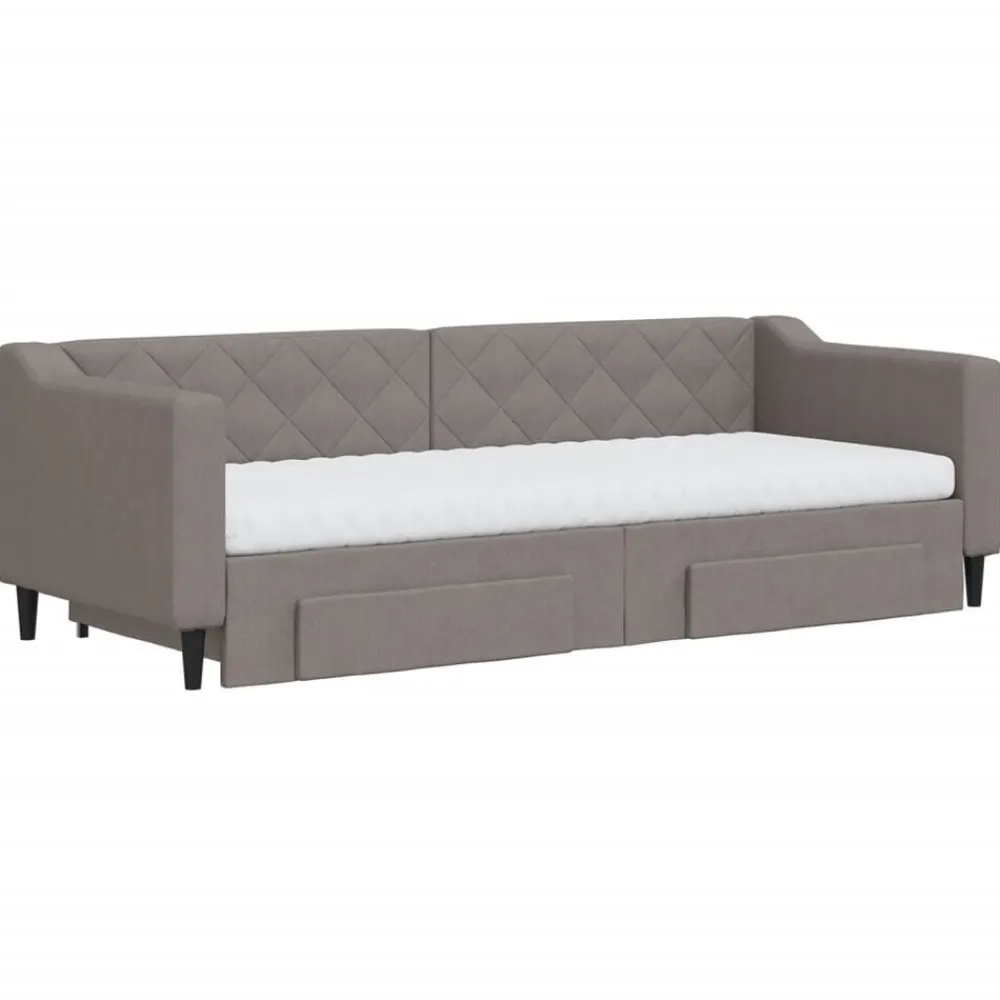 vidaXL Camas Y Accesorios-Sofá cama nido con cajones tela gris taupe 80x200 cm