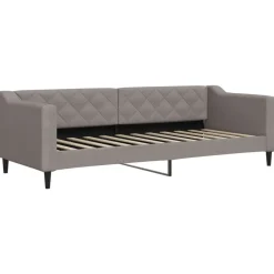 vidaXL Camas Y Accesorios-Sofá cama nido con cajones tela gris taupe 80x200 cm