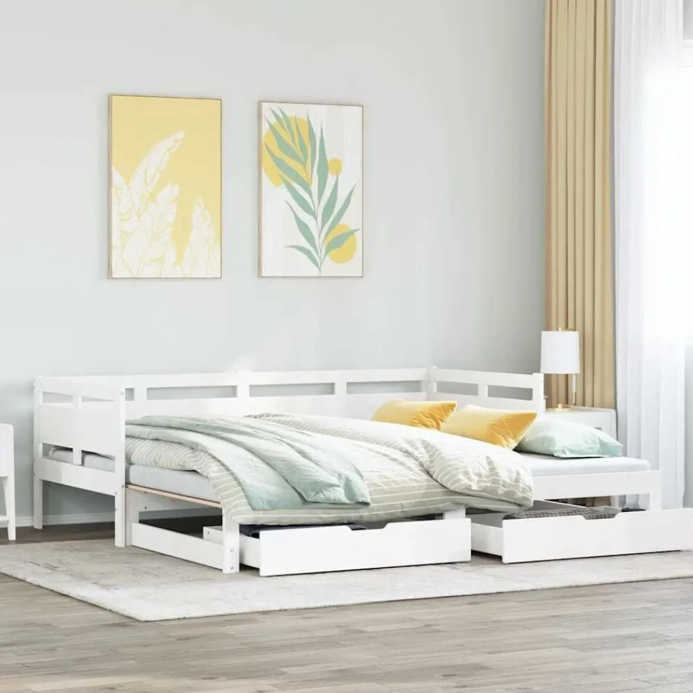 vidaXL Camas Y Accesorios-Sofá cama nido con cajones sin colchón 90x200 cm