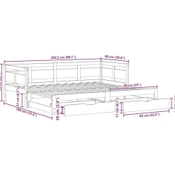 vidaXL Camas Y Accesorios-Sofá cama nido con cajones sin colchón 90x200 cm
