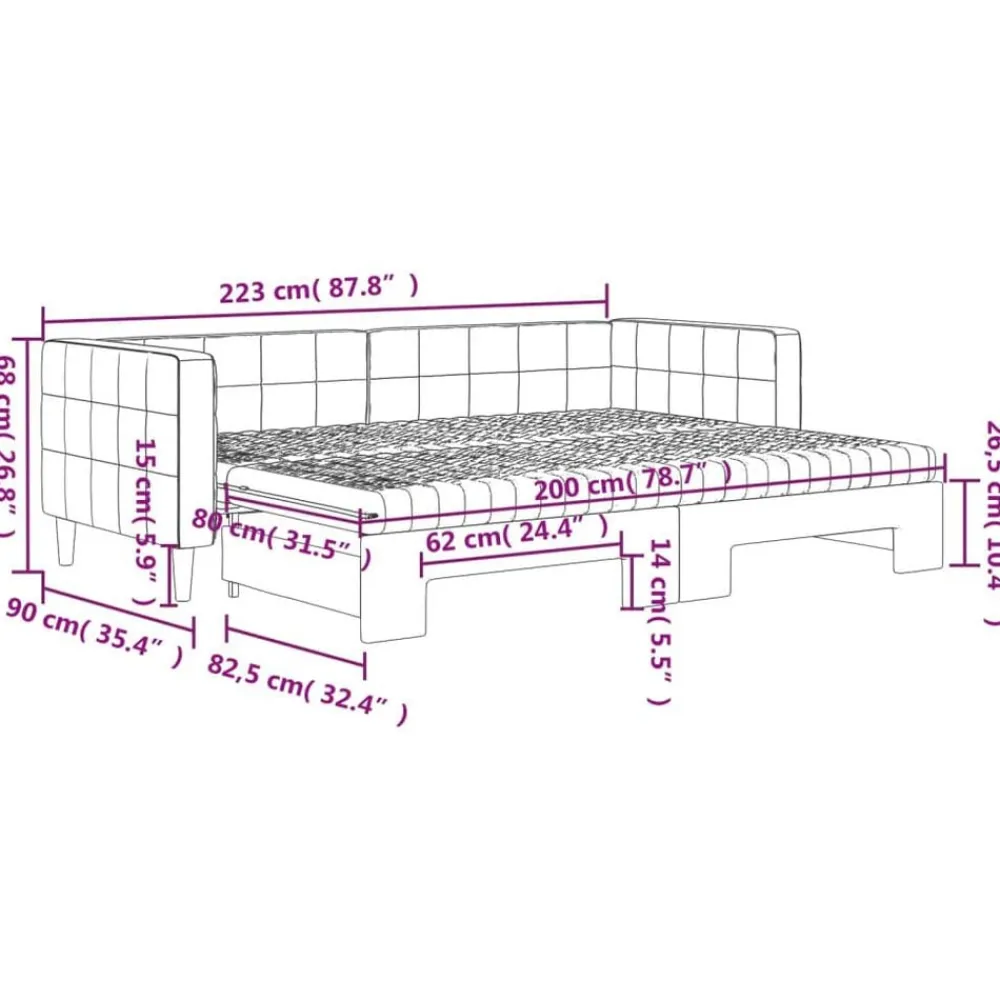 vidaXL Camas Y Accesorios-Sofá cama nido con colchón terciopelo 80x200 cm