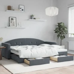 vidaXL Camas Y Accesorios-Sofá cama nido con cajones terciopelo 80x200 cm