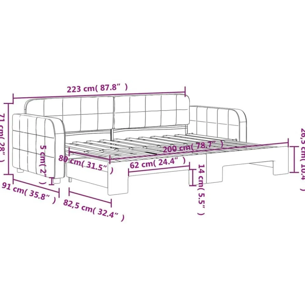 vidaXL Camas Y Accesorios-Sofá cama nido terciopelo 80x200 cm