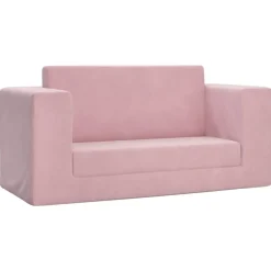 vidaXL Sofá cama para niños de 2 plazas felpa suave Rosa Hot
