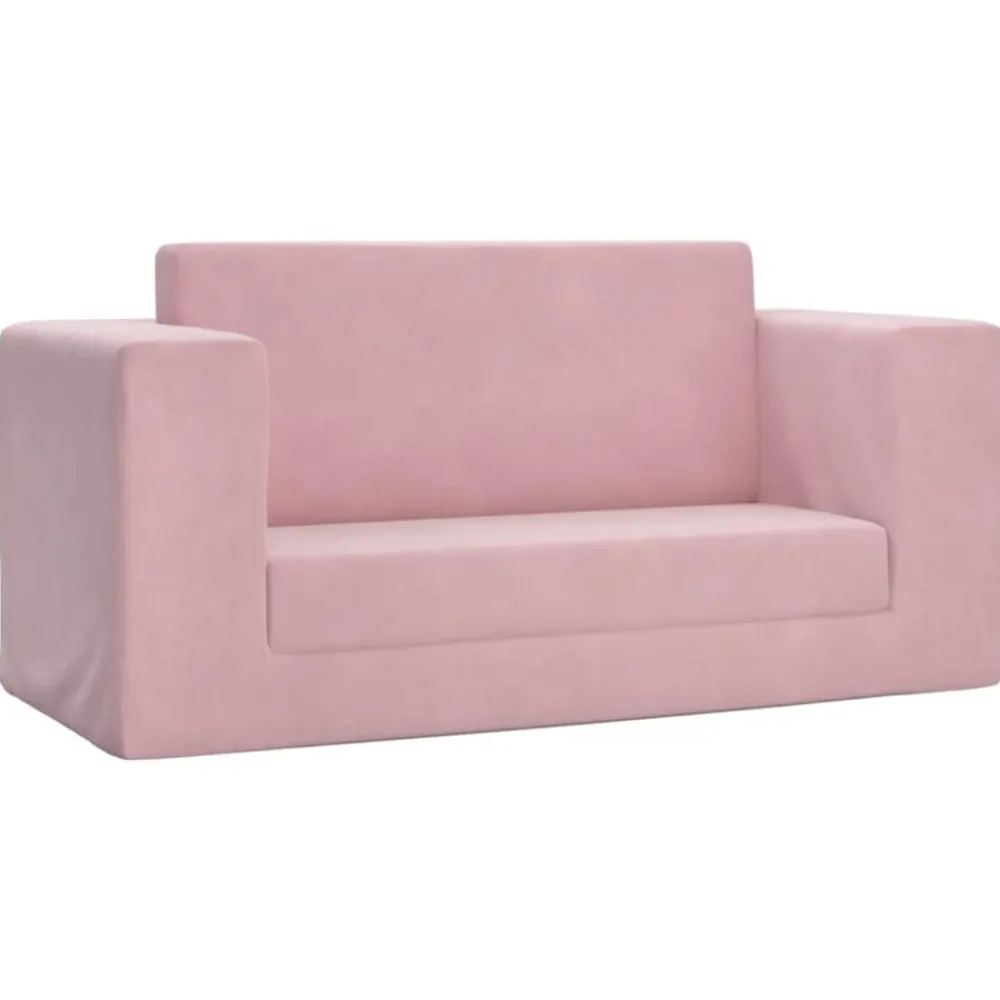 vidaXL Sofá cama para niños de 2 plazas felpa suave Rosa Hot