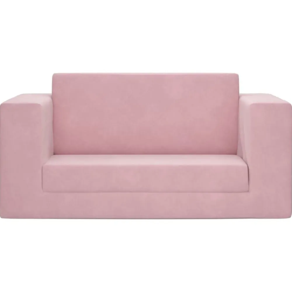 vidaXL Sofá cama para niños de 2 plazas felpa suave Rosa Hot