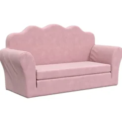 Niños vidaXL Mobiliario Para Bebés Y Niños Pequeños-Sofá cama para niños de 2 plazas felpa suave