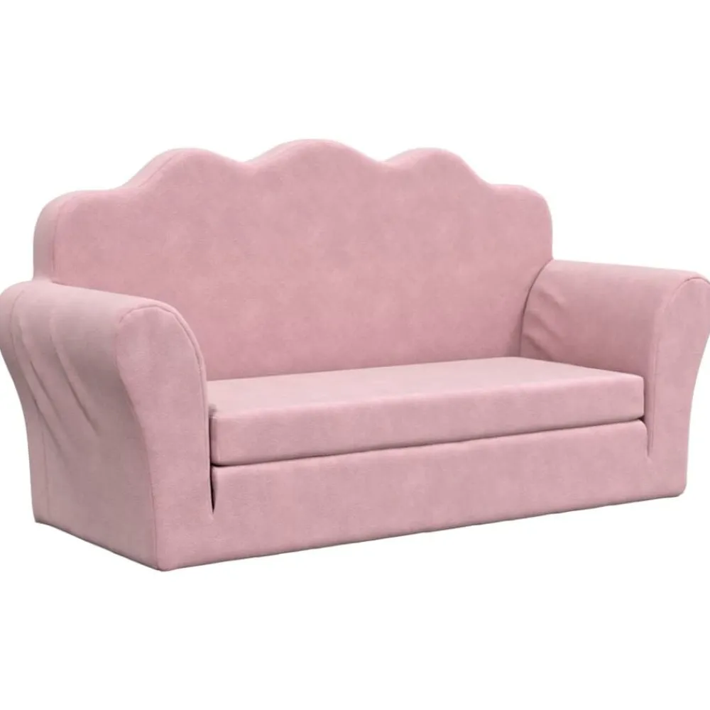 Niños vidaXL Mobiliario Para Bebés Y Niños Pequeños-Sofá cama para niños de 2 plazas felpa suave