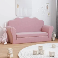 Niños vidaXL Mobiliario Para Bebés Y Niños Pequeños-Sofá cama para niños de 2 plazas felpa suave