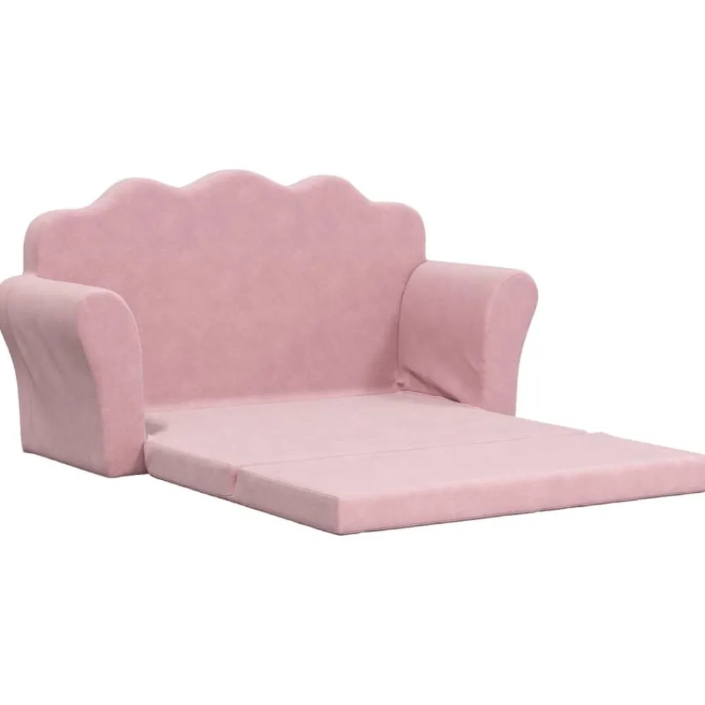 Niños vidaXL Mobiliario Para Bebés Y Niños Pequeños-Sofá cama para niños de 2 plazas felpa suave
