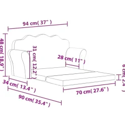 Niños vidaXL Mobiliario Para Bebés Y Niños Pequeños-Sofá cama para niños de 2 plazas felpa suave