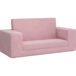 vidaXL Sofá cama para niños de 2 plazas felpa suave Rosa Best