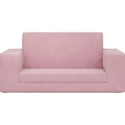 vidaXL Sofá cama para niños de 2 plazas felpa suave Rosa Best