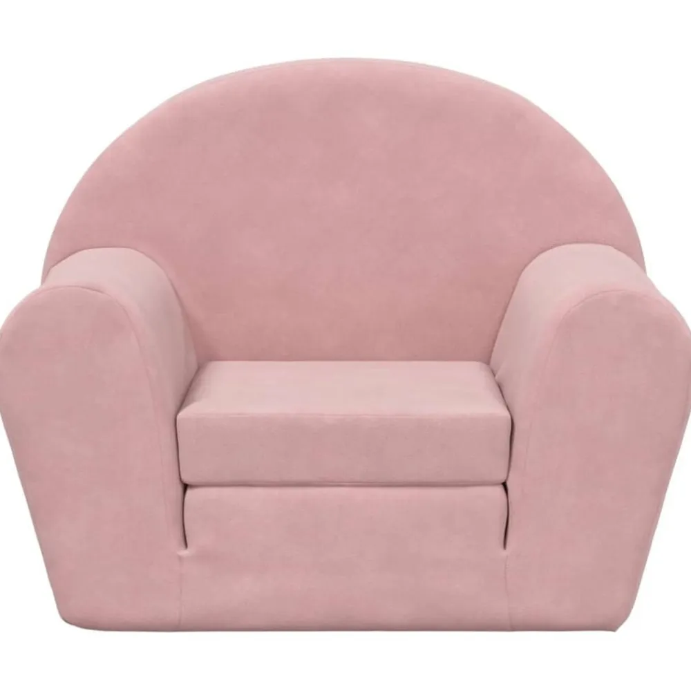 vidaXL Sofá cama para niños felpa suave Rosa Clearance