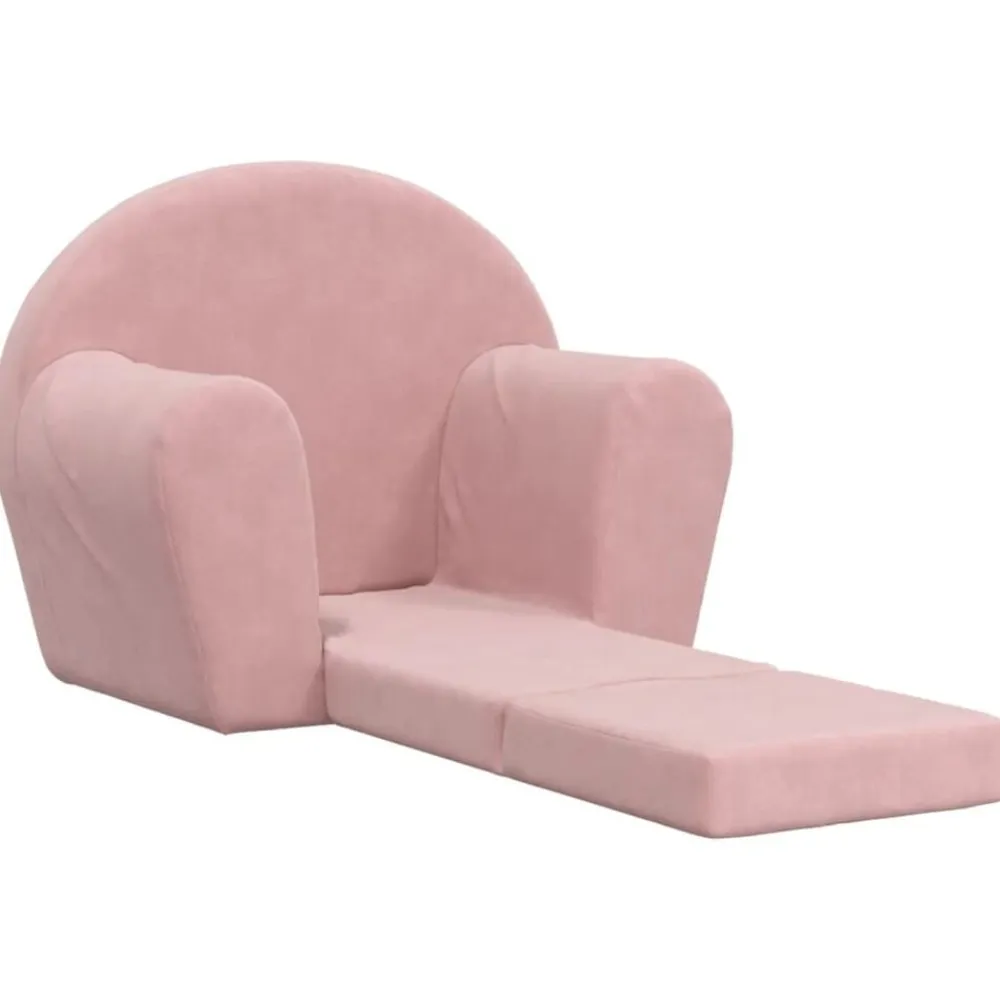 vidaXL Sofá cama para niños felpa suave Rosa Clearance