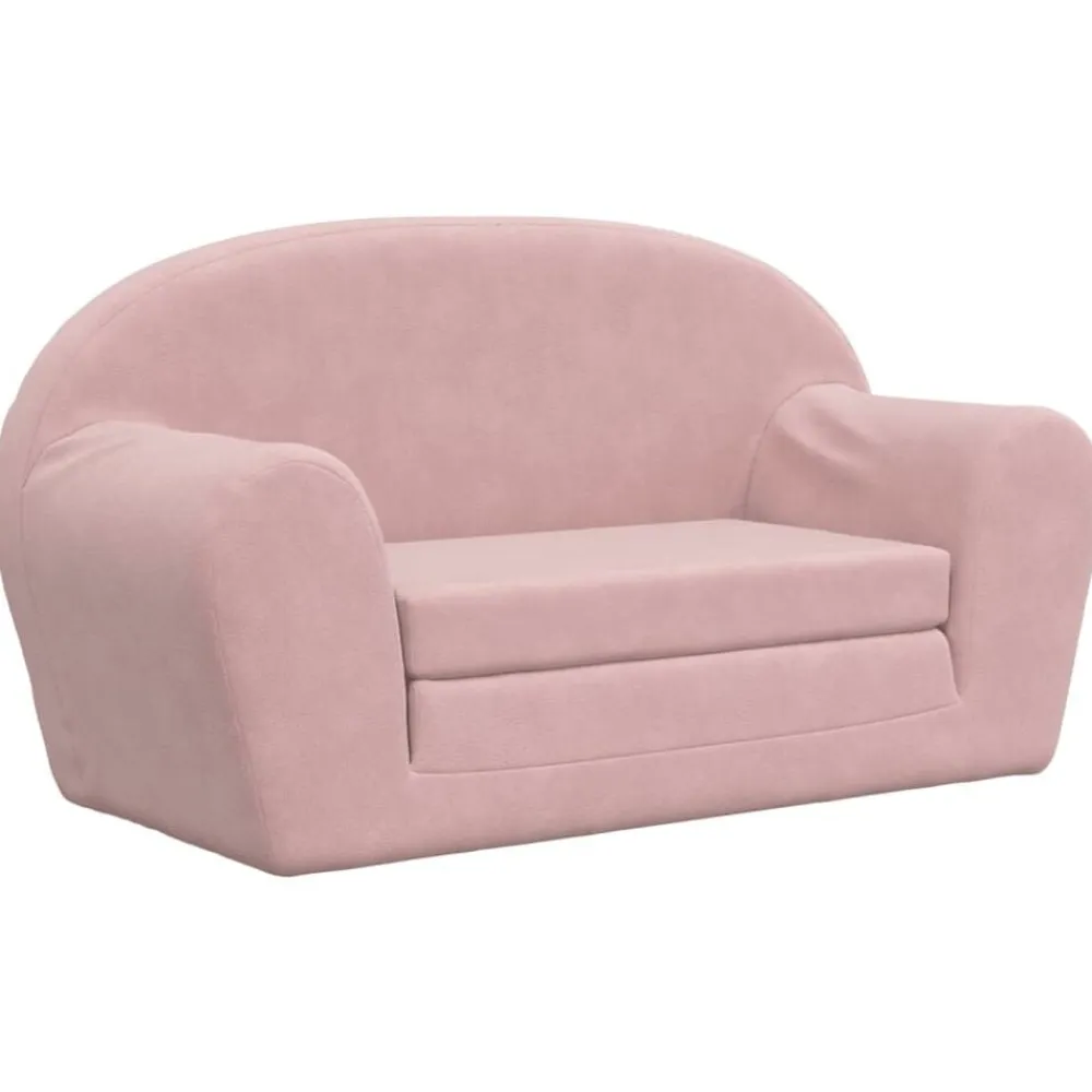 vidaXL Sofá cama para niños de 2 plazas felpa suave Rosa Sale