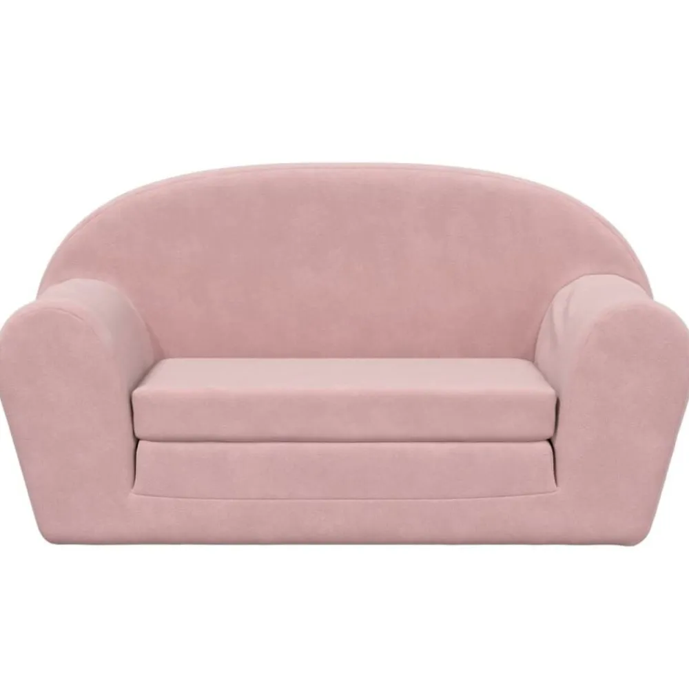 vidaXL Sofá cama para niños de 2 plazas felpa suave Rosa Sale