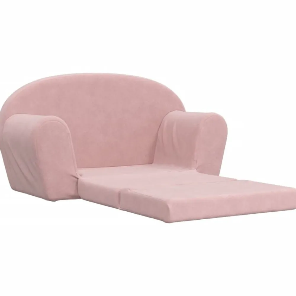 vidaXL Sofá cama para niños de 2 plazas felpa suave Rosa Sale