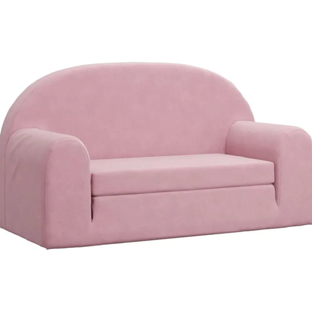 vidaXL Sofá cama para niños de 2 plazas felpa suave Rosa Outlet