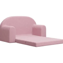 vidaXL Sofá cama para niños de 2 plazas felpa suave Rosa Outlet