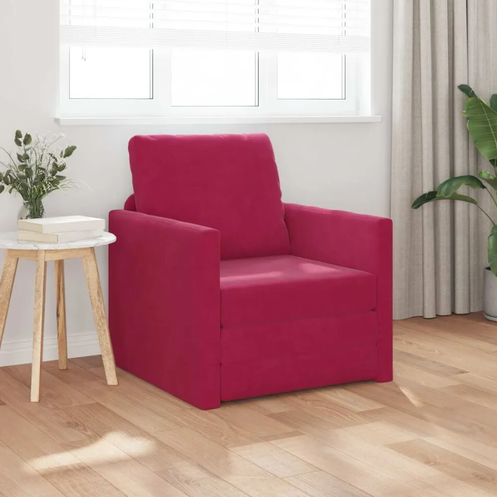 vidaXL Sofá cama Rojo vino 74 x 77 x 81 cm Terciopelo Rojo vino tinto Hot