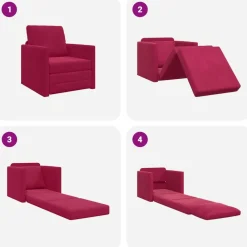 vidaXL Sofá cama Rojo vino 74 x 77 x 81 cm Terciopelo Rojo vino tinto Hot