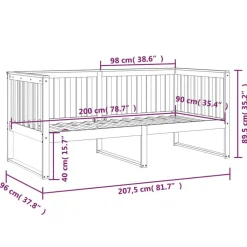 vidaXL Sofá cama sin colchón madera maciza de pino 90x200 cm Natural Best