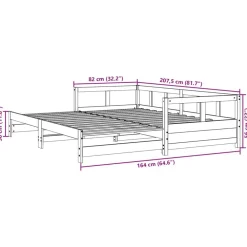 vidaXL Camas Y Accesorios-Sofá cama sin colchón madera maciza de pino 80x200 cm