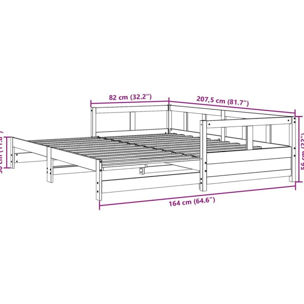 vidaXL Camas Y Accesorios-Sofá cama sin colchón madera maciza de pino 80x200 cm