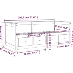 vidaXL Camas Y Accesorios-Sofá cama sin colchón madera maciza de pino 80x200 cm