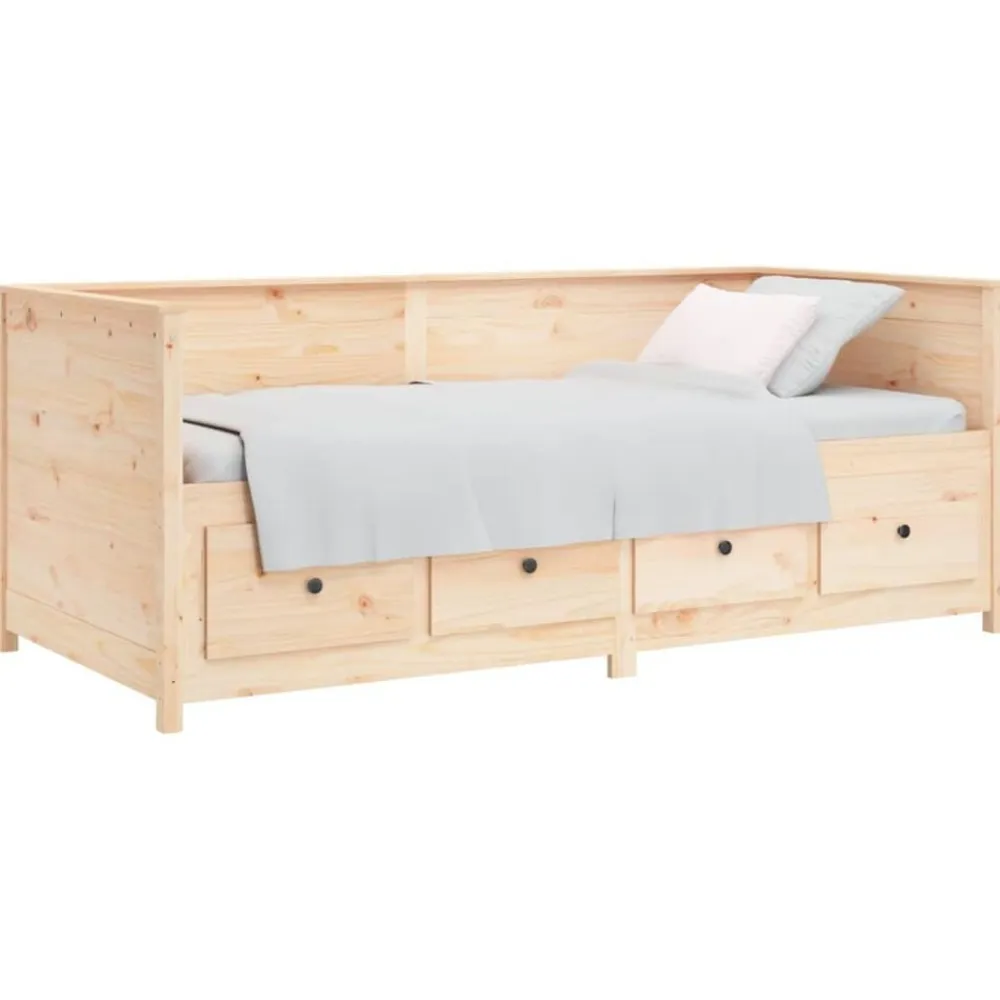 vidaXL Camas Y Accesorios-Sofá cama sin colchón madera maciza de pino 80x200 cm