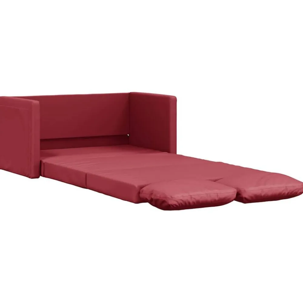 vidaXL Sofá cama suelo 2 en 1 cuero sintético rojo tinto 112x174x55 cm Rojo vino tinto Discount