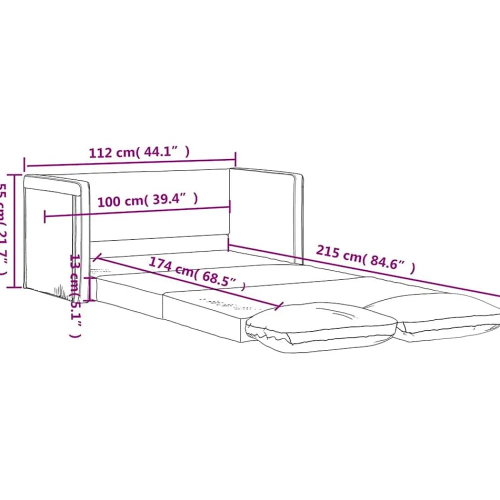 vidaXL Sofá cama suelo 2 en 1 cuero sintético rojo tinto 112x174x55 cm Rojo vino tinto Discount