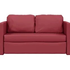 vidaXL Sofá cama suelo 2 en 1 cuero sintético rojo tinto 112x174x55 cm Rojo vino tinto Discount